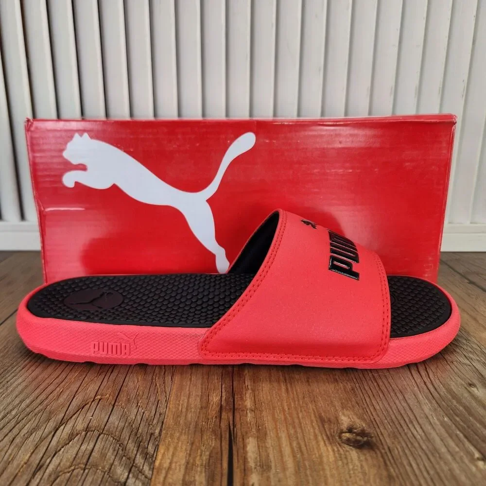 Puma Cool Cat BX JR Slides Junior Sz 7C High Risk Red Puma Black Slip On Sandals
